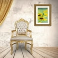thumbnail image 3 of Day, Richard and Susan 23x32 Gold Ornate Wood Framed with Double Matting Museum Art Print Titled - Indigo Bunting male singing on Sunflower Sam Parr State Park Jasper County-Illinois, 3 of 4