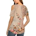 thumbnail image 6 of Raeneomay Off Shoulder Tops for Women Sexy Off-The-Shoulder Printed V-Neck Short-Sleeved Top Blouse, 6 of 6
