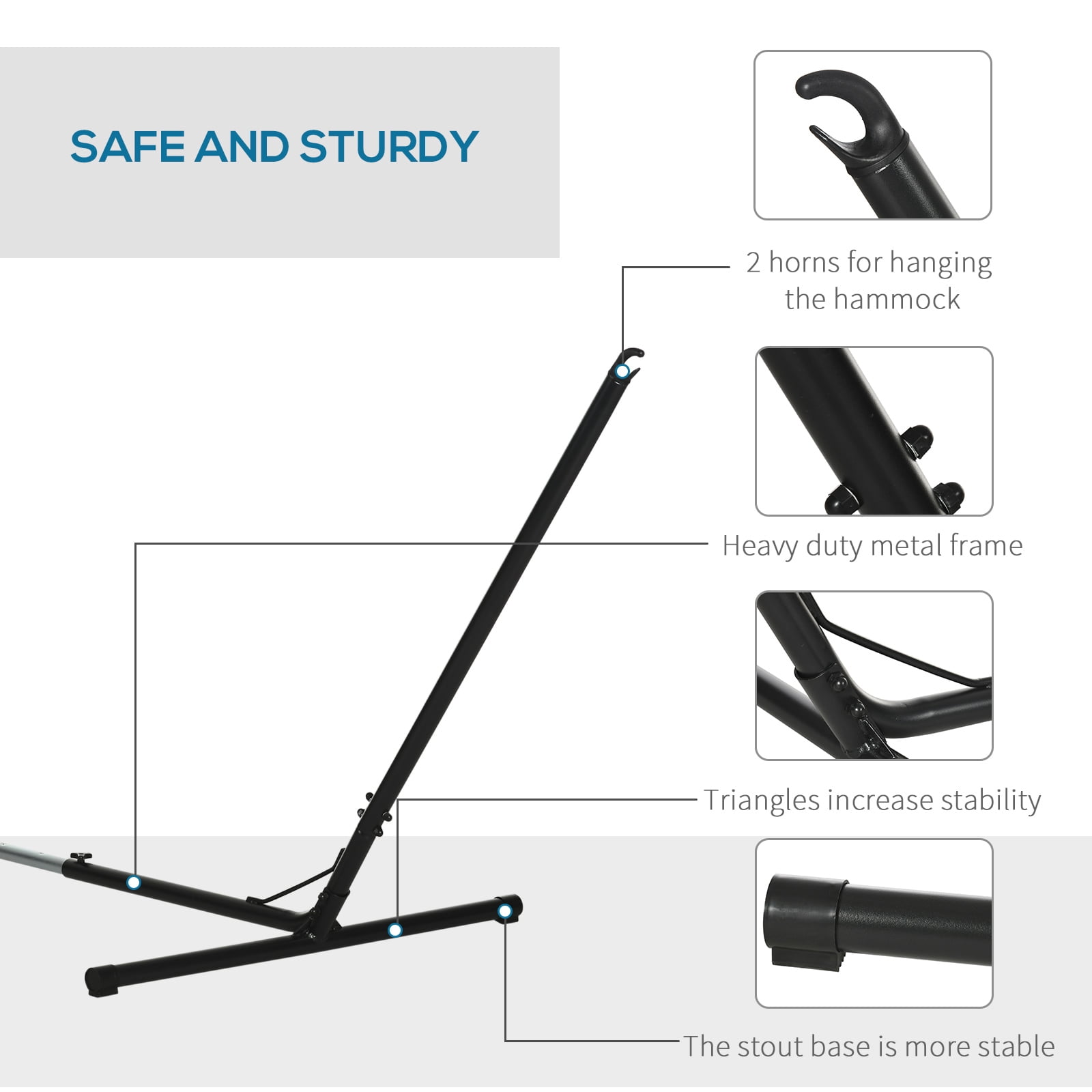 Garden Accessories Outsunny Universal Hammock Stand 10-13ft Adjustable Steel Stand Space-Saving and Portable Carrying for Indoor and Outdoor Use, Black,Garden Decorative Accessories