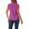 thumbnail image 3 of INSPIRE CHIC Women's Ruffled Sleeveless Pullover V- Neck Work Blouses Tops M Dark Purple, 3 of 6