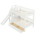 thumbnail image 6 of Euroco Twin over Twin Bunk Bed with Storage Staircase and Slide, White, 6 of 12