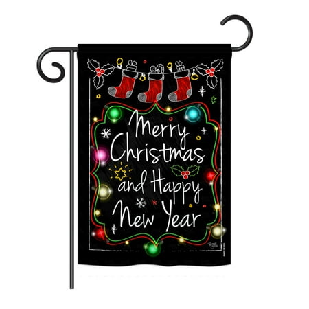 Winter Christmas Decor - Breeze Decor - Chalkboard Merry Christmas Winter - Seasonal Christmas Impressions Decorative Vertical Garden Flag 13