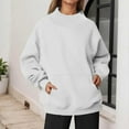 thumbnail image 5 of Fiaer Womens Crew Neck Sweatshirts Long Sleeve Pullover Oversized Loose Fit Comfort Solid Basic Tops with Pocket White XL, 5 of 6