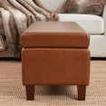 thumbnail image 2 of Ornavo Home Storage Ottoman Bench Upholstered Rectangle Storage Ottoman with Hinge Lid for Entryway, Bedroom, Living Room, Faux Leather Mocha, 2 of 6