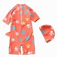 thumbnail image 5 of TOWED22 Newborn Infant Baby Boy Girls Shark One Piece Swimsuit Short Sleeve Zip Up Rash Guard Swimwear Sun Protection Bathing Suits Orange,5-6 Y, 5 of 5