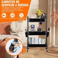 thumbnail image 4 of Carrito Organizador con Ruedas 3 Niveles, Carrito de Almacenamiento de Metal para Cocina, Carrito de Servicio Fácil Montaje, Ruedas con Cerradura, Carrito para Baño, Oficina, Dormitorio, Negro, 4 of 7