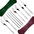 thumbnail image 3 of 8 Pieces Flatware Sets Knife Fork Spoon Chopsticks SENHAI 2 Pack Rustproof Stainless Steel Tableware Dinnerware with Carrying Case for Traveling Camping Picnic Working Hiking(Red Brown Dark Green), 3 of 8
