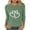Green, variant on Womens 3/4 Sleeve Double-Heart Graphic Crew Neck Top - Nylon-Spandex Ribbed, Black, Relaxed Fit, Size S-XXL,Size XL