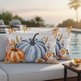 thumbnail image 4 of Fall Blue Pumpkins Outdoor Waterproof Pillow Covers, Thanksgiving Autumn Leaves Farm Wood Decorative Rectangle Throw Pillowcase Sofa Cushion Sham for Patio/Couch/Chair, 20"x12" 2 Pack, 4 of 8
