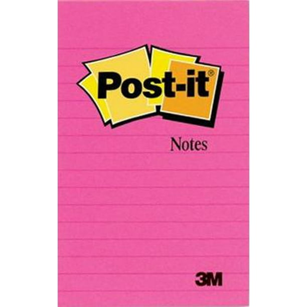 Postit Super Sticky Notes, Lined 4x6 in, Assorted Colors 3 ea