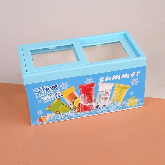 1:12 Dollhouse Miniature Ice Cream Cabinet Freezer Supermarket Ice Chest Kids Pretend Play Toys Doll House Accessories