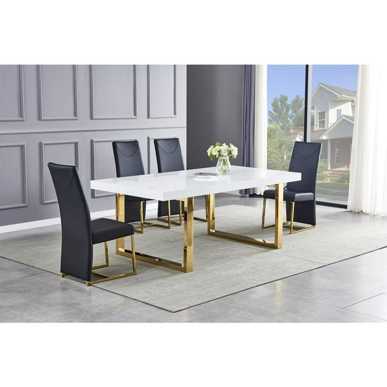 Best Master Furniture Padraig 5 piece Black Rectangular Dining Set