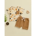 thumbnail image 4 of Elippeo 2Pcs Baby Boy Summer Outfits 6 12 18 24 Months 3 4 Years Short Sleeve Chicken/Animal Print Tops + Shorts Set Toddler Clothing, 4 of 9
