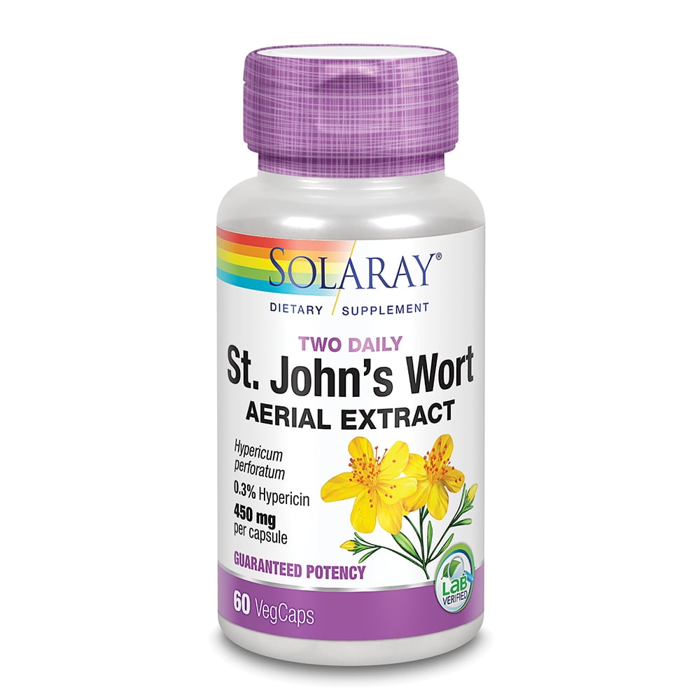Solaray St. Johns Wort Aerial Extract 450mg Two Daily | Mood & Brain Health Support | 0.3% Hypericin | 60ct, 30 Serv.