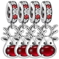 thumbnail image 1 of Charm festivo regalo Navidad XmasDeer03 4 Piezas Plata S925 Chapa Colgante Reno Navideño Plata/Rojo Caja Blanca 4x4cm., 1 of 2