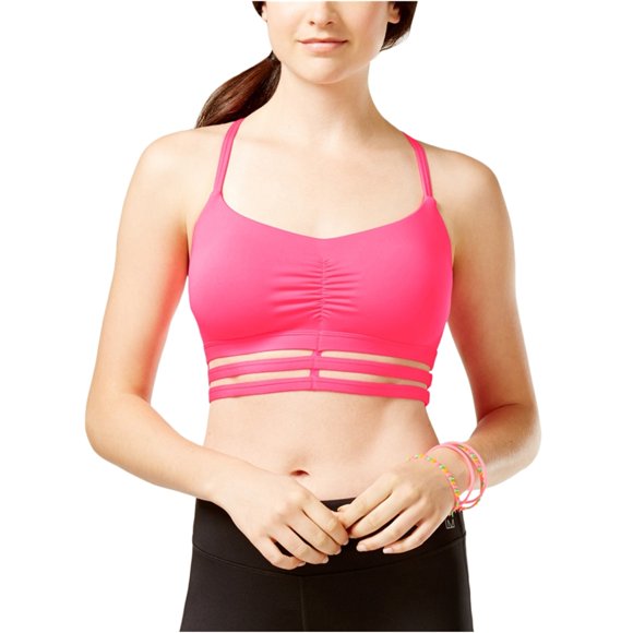 Material Girl - Sujetador deportivo con relleno fruncido para mujer, rosa, extragrande