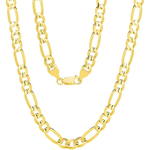 Floreo 14k Yellow Gold 7mm Solid Figaro Chain Necklace