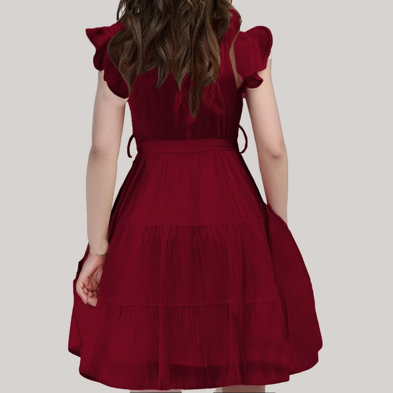 white christmas dresses Wine Red Lace High Low Charming Formal Dress, Junior Party Dress, Cute –  Cutedressy