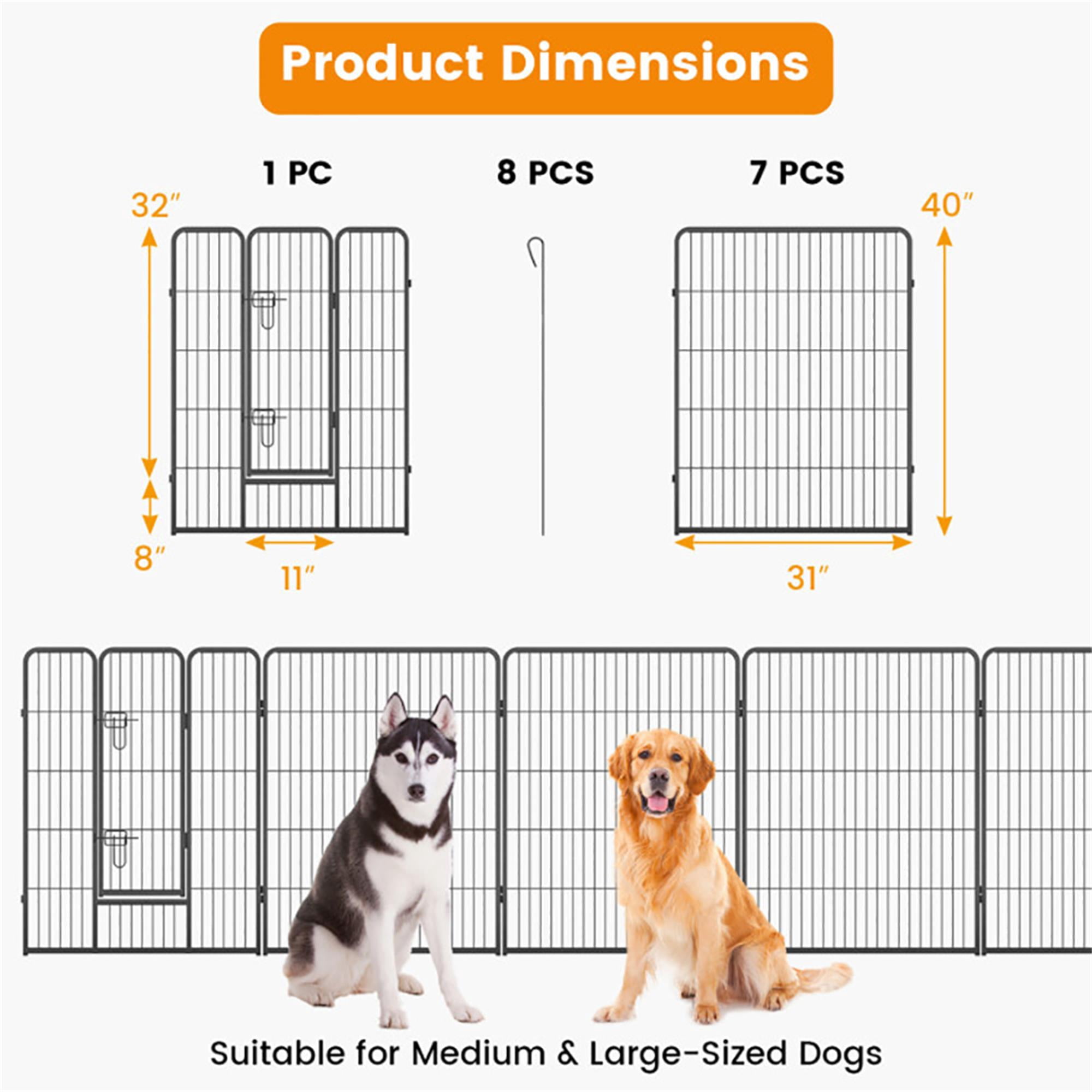 Demi Bonn 31"x40" Dog Playpen Outdoor 8-Panels Dog Pen Large Indoor Metal Puppy Pet Playpen for Small Dogs Run Fence, Black
