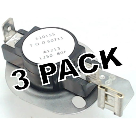 3 Pk, Dryer High Limit Thermostat for Whirlpool, Sears, AP3131941, 3977767