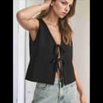 thumbnail image 4 of Gilet Sans Manches d'Été pour Femmes en Crochet avec Nœud devant Noir G, 4 of 10