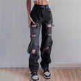 thumbnail image 4 of Women Autumn High Waist Hole Pocket Jeans Slim Denim Pants Short Jean Pants for Women Summer Jean Overalls for Women Pants Previously Viewed Womens Jean Leggings Denim Olive Clothes for Women Women, 4 of 7