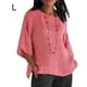 thumbnail image 1 of Ropa De Mujer Camisa De Manga 3/4 Con Cuello Redondo Top Casual De Lino De Algodón, Rosa, L Inevent AP002239-11, 1 of 5