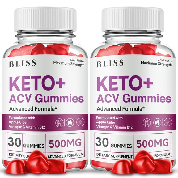 Bliss Keto ACV Gummies, Bliss Keto Gummies, Bliss Gummies Apple Cider Vinegar  Gummy Dietary Supplement (2 Pack)