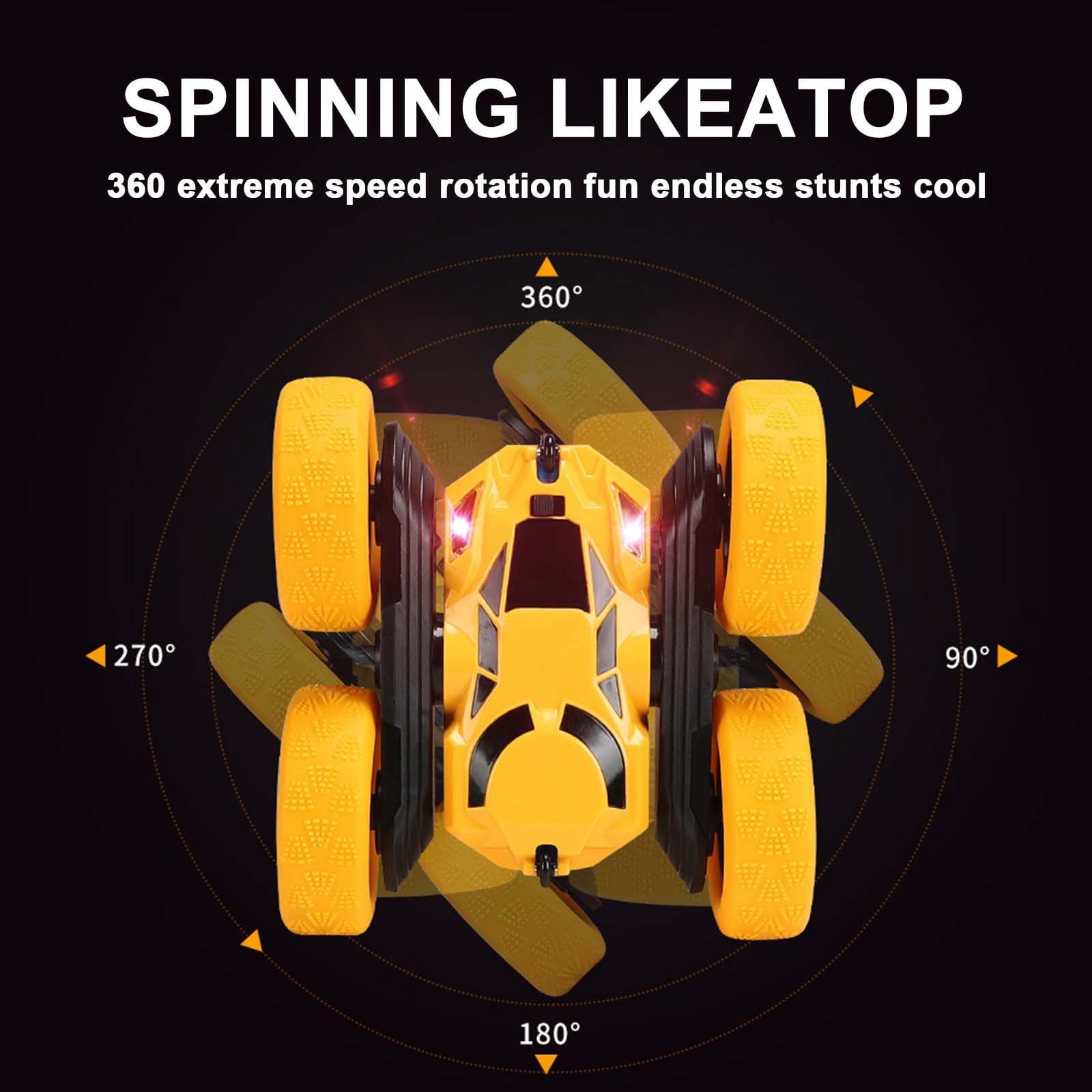 Blue Blue Rechargeable 360° Rotating Rc Stunt Car Double Sided Tumbling Vehicle With Led Lights Remote Control Toy