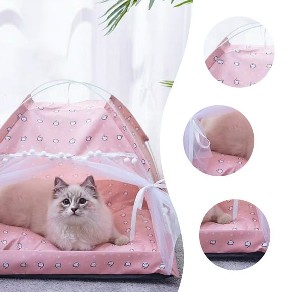 Qiopertar Lit pour chien et chat lit pour chien et chat intérieur, lit de grotte pour chien et chat, tente chauffée et fermée pour chat couverte, lit de grotte extérieur maison ventilée pour chat, c