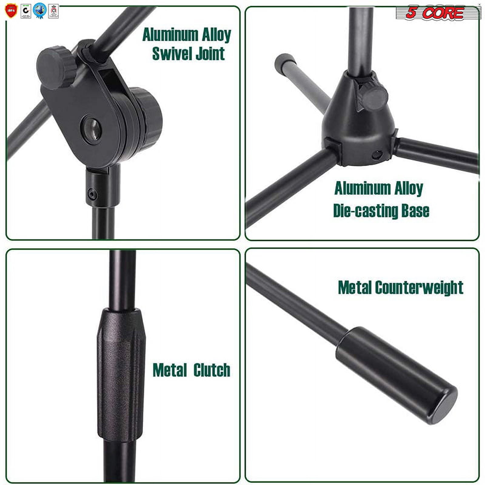 360° Rotating Microphone Stand Mic Clip Boom Arm Foldable Tripod M300 5 Core