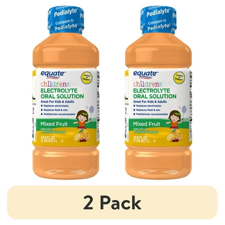 (2 pack) Equate Children's Electrolyte Oral Solution Mixed Fruit, 33.8 fl oz