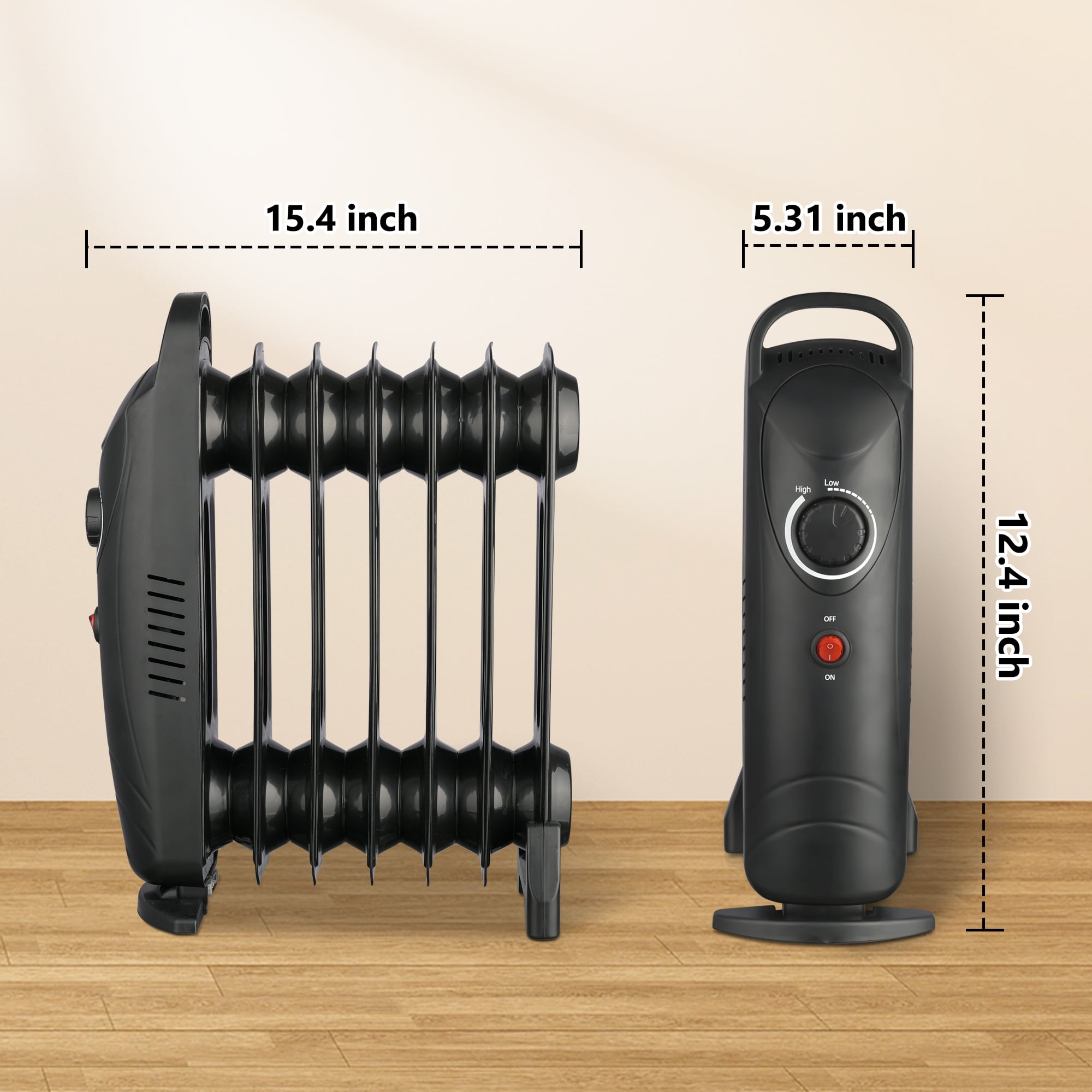 Lifeplus 700-Watt Oil Filled Radiator Heater, Small Portable Space Heater  with Adjustable Programmable Thermostat, Quiet, Black OSHE0136-OH12 - The  Home Depot