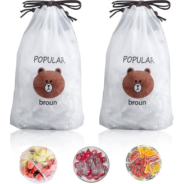 Bolsas para mantenimiento fresco, 200 unidades, cubiertas elásticas reutilizables para almacenamiento de alimentos, tapas de plástico ajustables para recipientes de sellado, tapas para mante