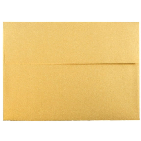 JAM Paper A7 Envelopes, 5 1/4 x 7 1/4, Gold Metallic, 50 per Pack