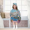 thumbnail image 7 of FORMRS Wearable Blanket Hoodie with Sleeves for Kids Cozy Flannel Sweatshirt, Blue Plants Window, 7 of 7