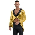 thumbnail image 2 of CHICTRY Mens Ringmaster Circus Show Dress-up Sequins Tuxedo Tailcoat Magician Blazer Jacket Gold L, 2 of 6