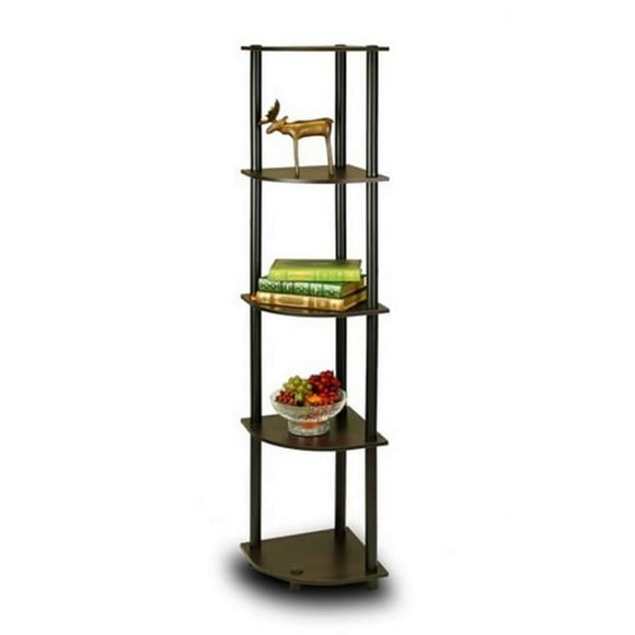 Furinno 99811EX/BK Turn-N-Tube 5 Tier Corner Shelf, Espresso/Black