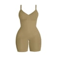 thumbnail image 6 of Womens Seamless Solid Bodysuit Shaper Zipper Shorts Tummy Control Lift Elegant Shapewear Beige L, 6 of 7