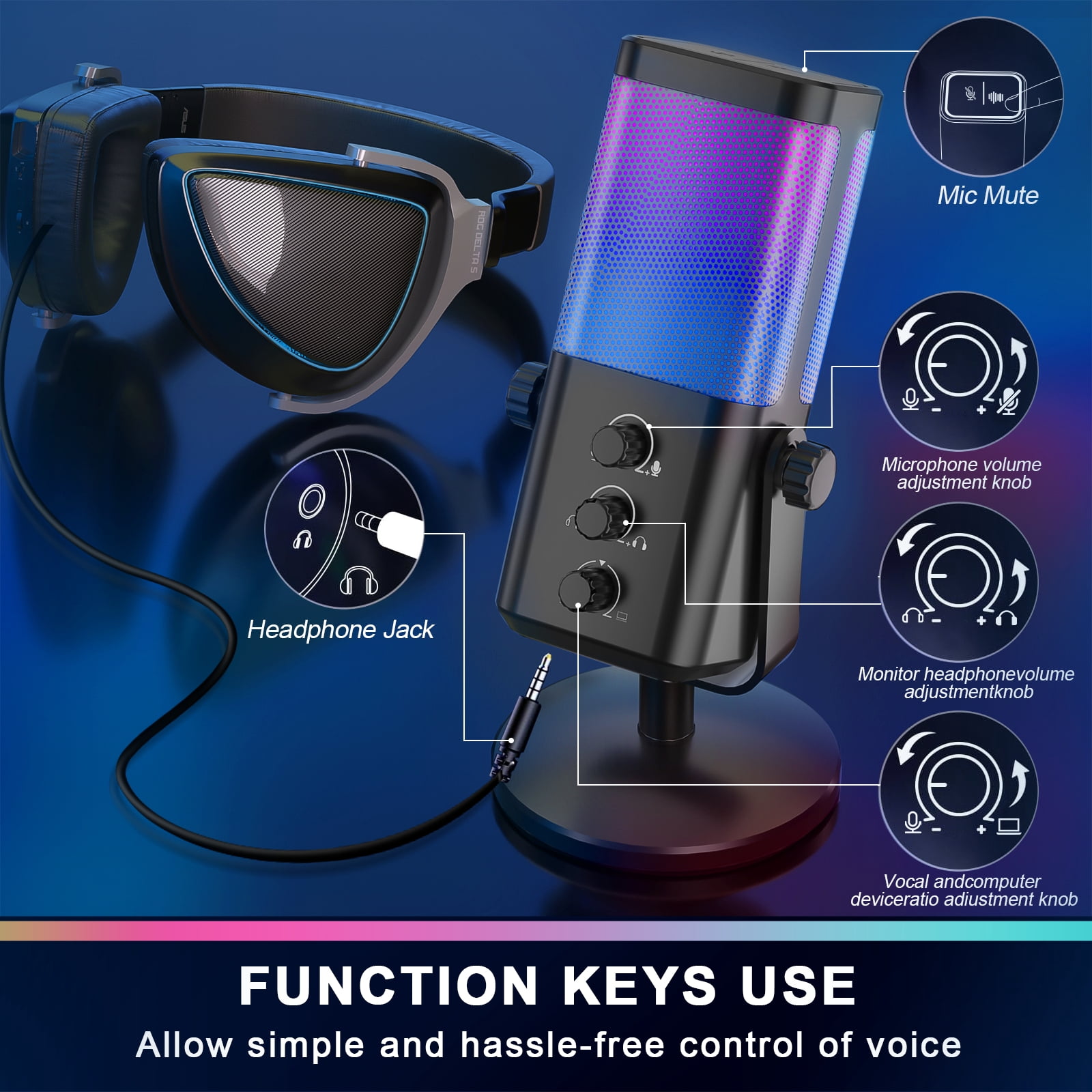 Socodox USB Gaming Microphone for PC,Condenser Mic with RGB,Mic Mute,Noise Cancellation,Desktop Stand,Stream Mic for Podcast/Recording/Discord/ASMR,for PC/Computer/PS4/PS5/Mac