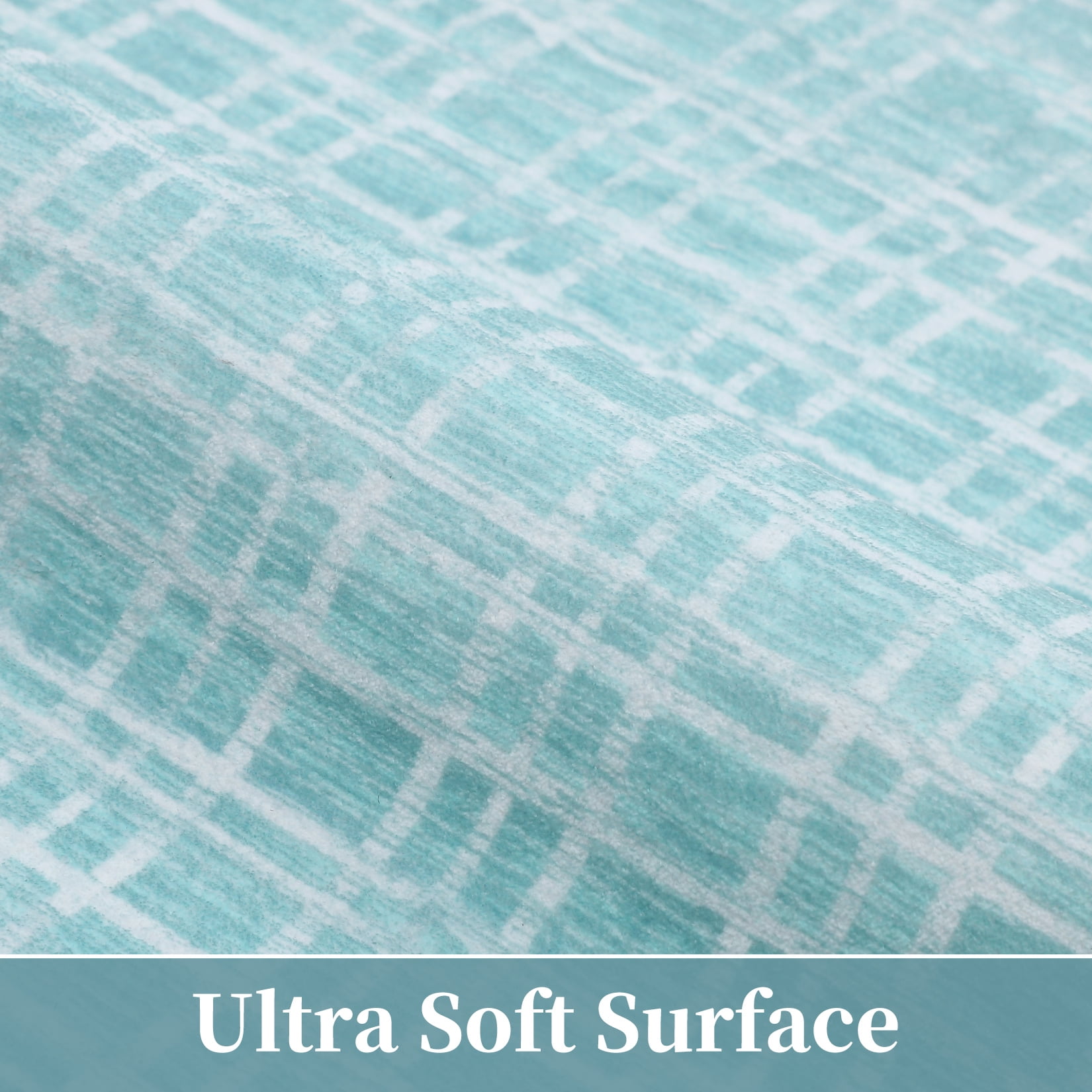 HOMERRY Area Rugs 6' x 9' Area Rug for Living Room Modern Plaid Washable Bedroom Non-Slip Carpet for Home Decor, Mint Green