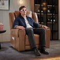 thumbnail image 2 of Bonzy Home Premium Genuine Leather Power Recliner Chair, Home Theater Seating with Power Headrest, USB Charging Port, Cup Holders, Oversized Single Reclining Sofa for Living Room, Brown, 2 of 8