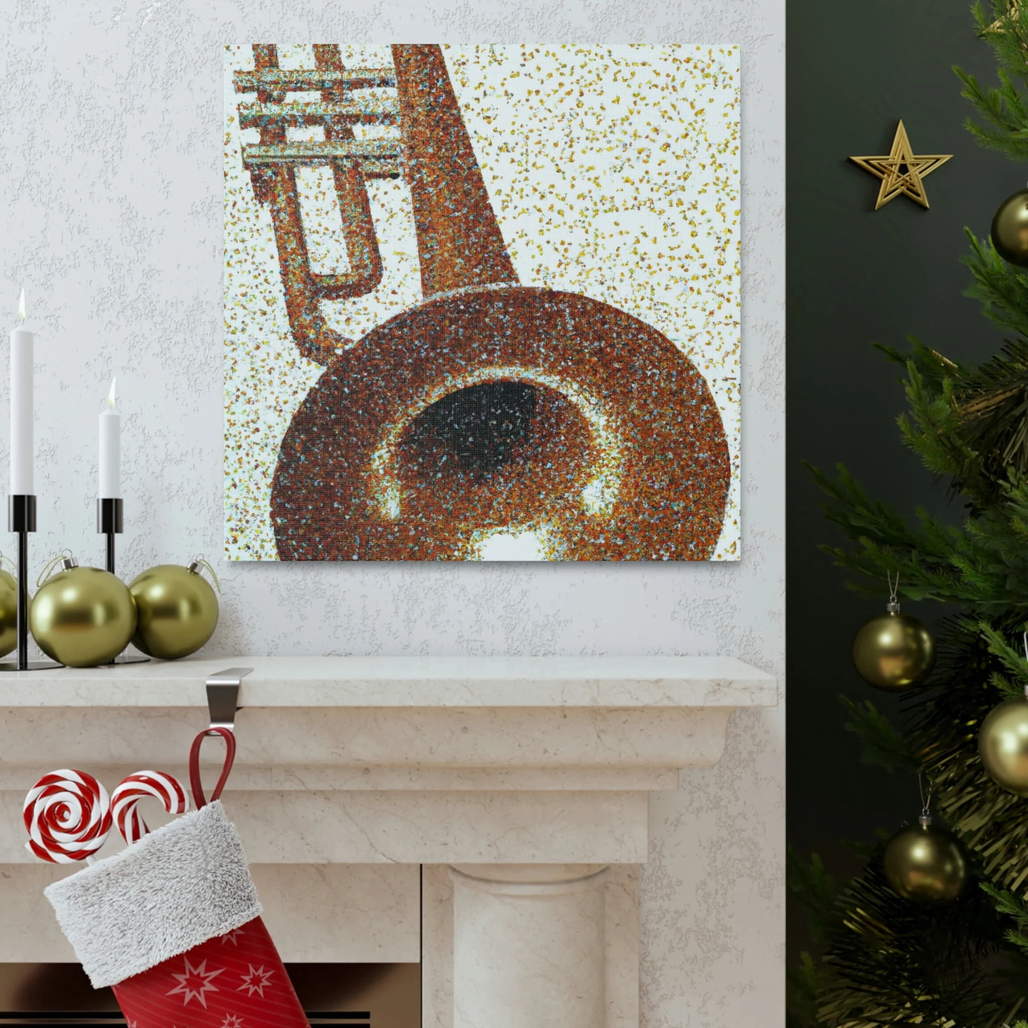 Trombone in Pointillism - Canvas