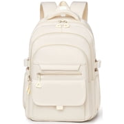 DAKIMOE School Backpack for College High Middle School Fashion Student bag, Cute Aesthetic Teen Bookbag for Teens Women, Beige