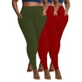 thumbnail image 2 of lcziwo Yoga Pants with Pockets for Women Plus Size Soft Athletic Leggings Solid Color Elastic Waist Butt Lifting Quick Dry Leggings Army Green XL, 2 of 8