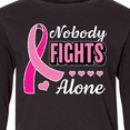thumbnail image 4 of Inktastic Breast Cancer Awareness Nobody Fights Alone Pink Ribbon Long Sleeve Youth T-Shirt, 4 of 5