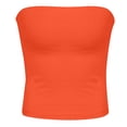 thumbnail image 3 of idosla Womens Tube Top Summer Going Out Tops Strapless Y2K Bandeau Spring Fitted Shirts Beach Vacation Clothes (Orange, L), 3 of 6