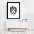 thumbnail image 6 of Floral lion (bw) - Illustration Animal Floral Black and White Wildlife Line Art Nature Black Framed Wall Art Print 9 x 12 inches, 6 of 7