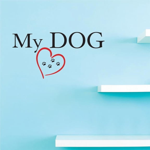 Custom Decals My dog Wall Art Size: 14 Inches x 28 Inches Color: Multi
