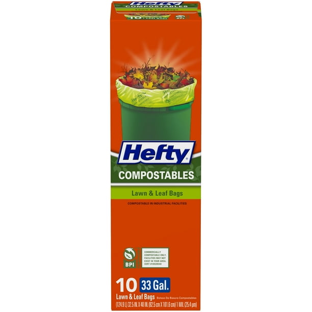 Hefty® Compostable Lawn & Leaf Trash Bags, 33 Gallon, 10 Bags